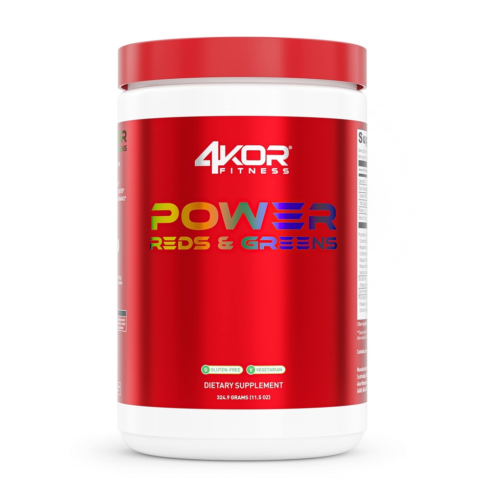4KOR 适配力红绿:由抗氧化剂-Rich超级食品、无胶和蔬菜组成的能量化绿绿色饮料,30种服务(1瓶)