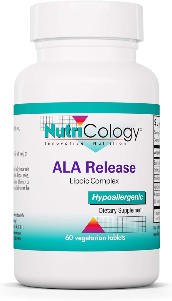 营养学 ALA 释放 - Alpha-Lipoic酸复合物, R-Alpha-Lipoic, Biotin, Calcium, 营养补充物,植物药片 - 60个