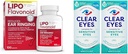 Lipo-Flavonoid Tinnitus Relief Ear Health 维他命 100小瓶和清澈眼睛敏感眼珠 0.5 Oz 2 包装盒