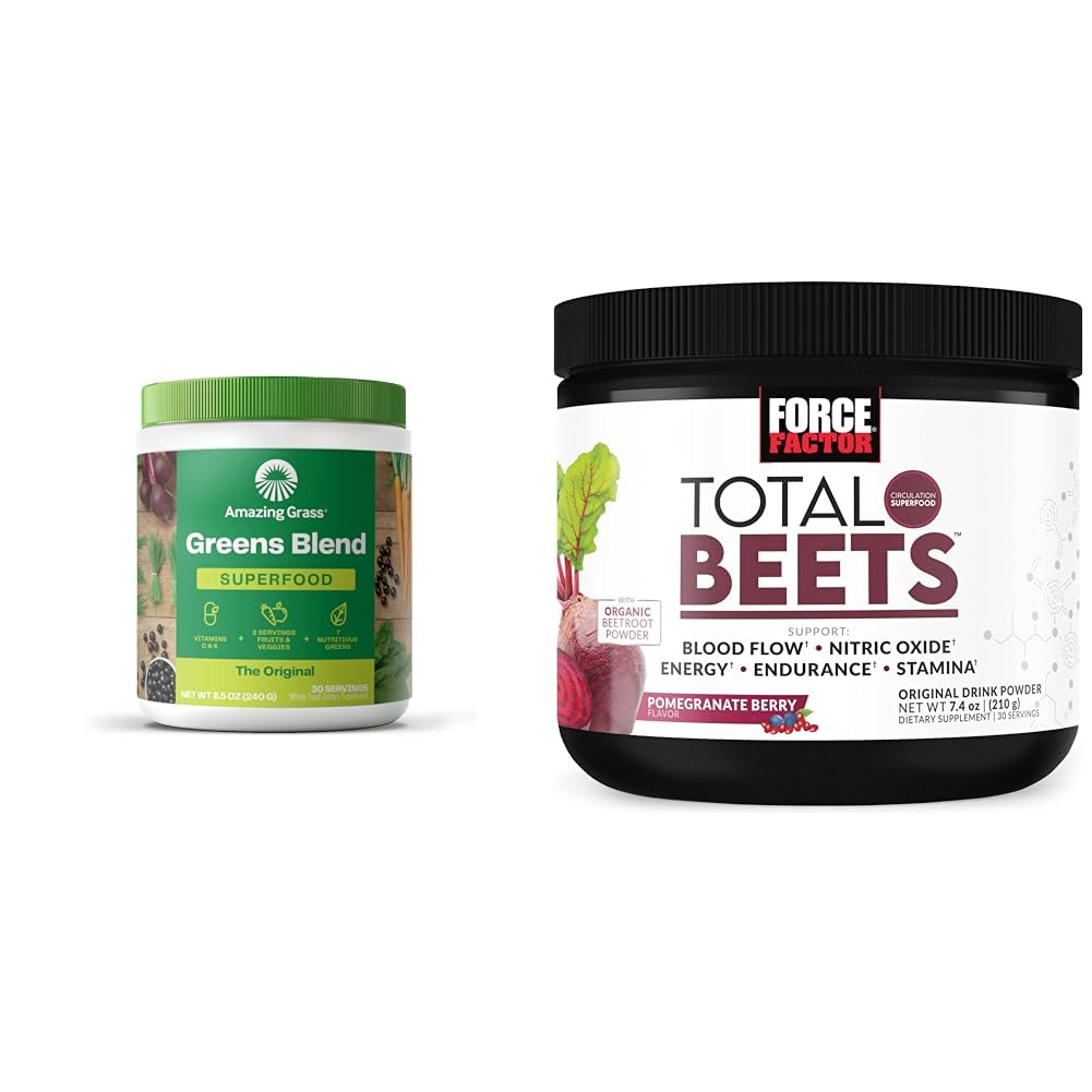 惊人的草绿色 混合超级食品: 超级绿绿色 Powder Smoothie Mix for Boost Energy & Force Factor Total Beets 饮料 Mix 超级食品 Powder with Nitrates to Support 环流, Blood Flow
