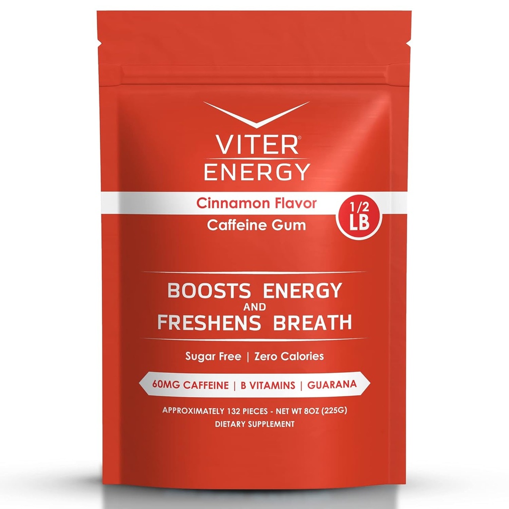 维特能源咖啡(Viter Energy Cafeized Gum 60mg Cafeine),B维生素,瓜拉纳,无糖(Cinnamon, 8oz, Bulk Bag).