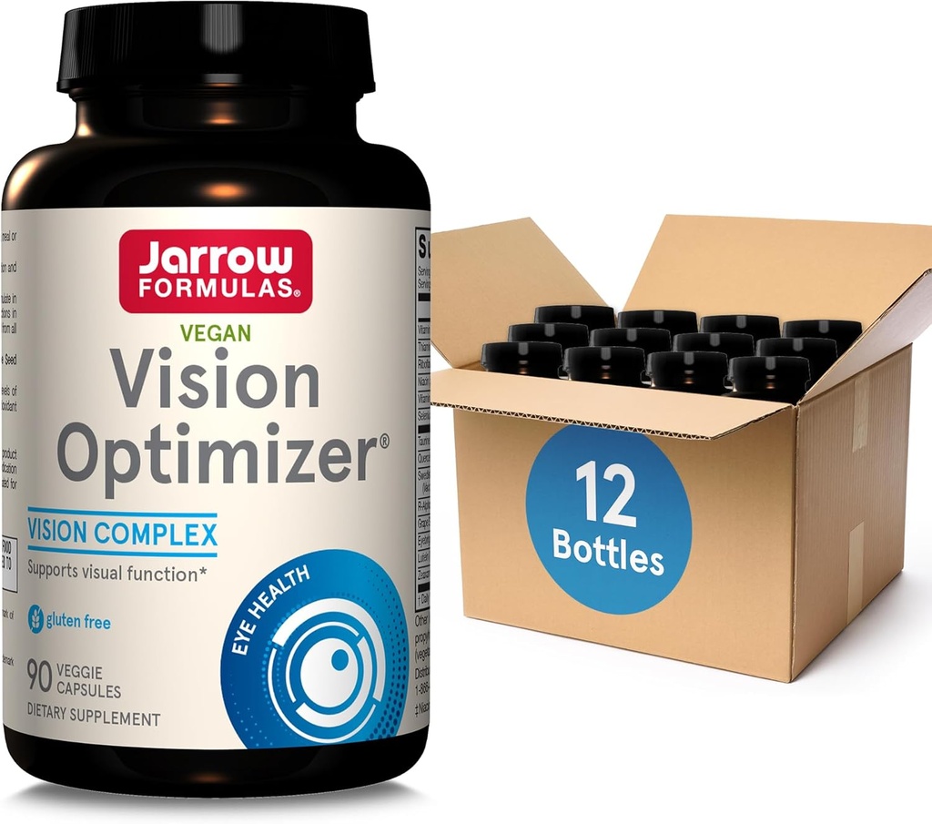 Jarrow Formulals 视觉优化者 Veggie Caps-90 Counter - Eye 补充 - Dietary 补充 - 与葡萄种子提取,Lutein & Zeaxanthin, Quercetin & More-Non-GMO-Gluten Free, Pack of 12