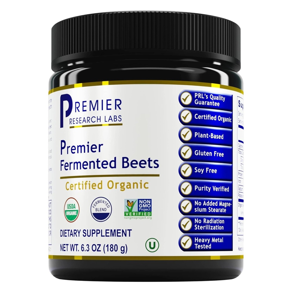 总理研究实验室 总理发酵 Beets — Beet 根粉发酵,有机发酵 Beets for Men & Women, Beetroot, Nitrates,血压支持,USDA Official - 6.3 Oz Jar