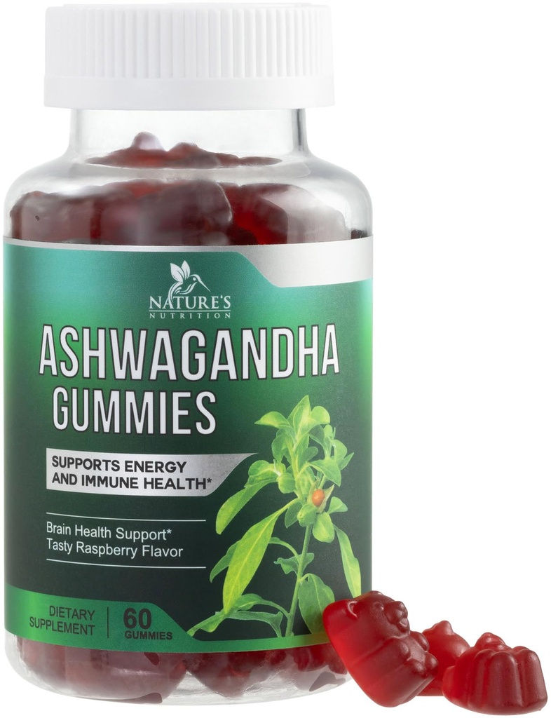 Ashwagandha Gummys 30:1 摘自3000mg - Vegan, Plant Based, Non-GMO, Gluten-Free & Gelatin Free, Ashwagandha Ashwagandha Suppos for Women & Men, Natural calm, Relaxation, & Immune Supports, 60 Gummys