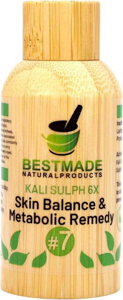 Bestmade Natural Products Kali Sulph 6X – Skin Balance & Metabolic Support, Use for Pimples, Dry Skin, Runny Nose, Sneezing & Overall Seasonal Wellness, 350 Pellets