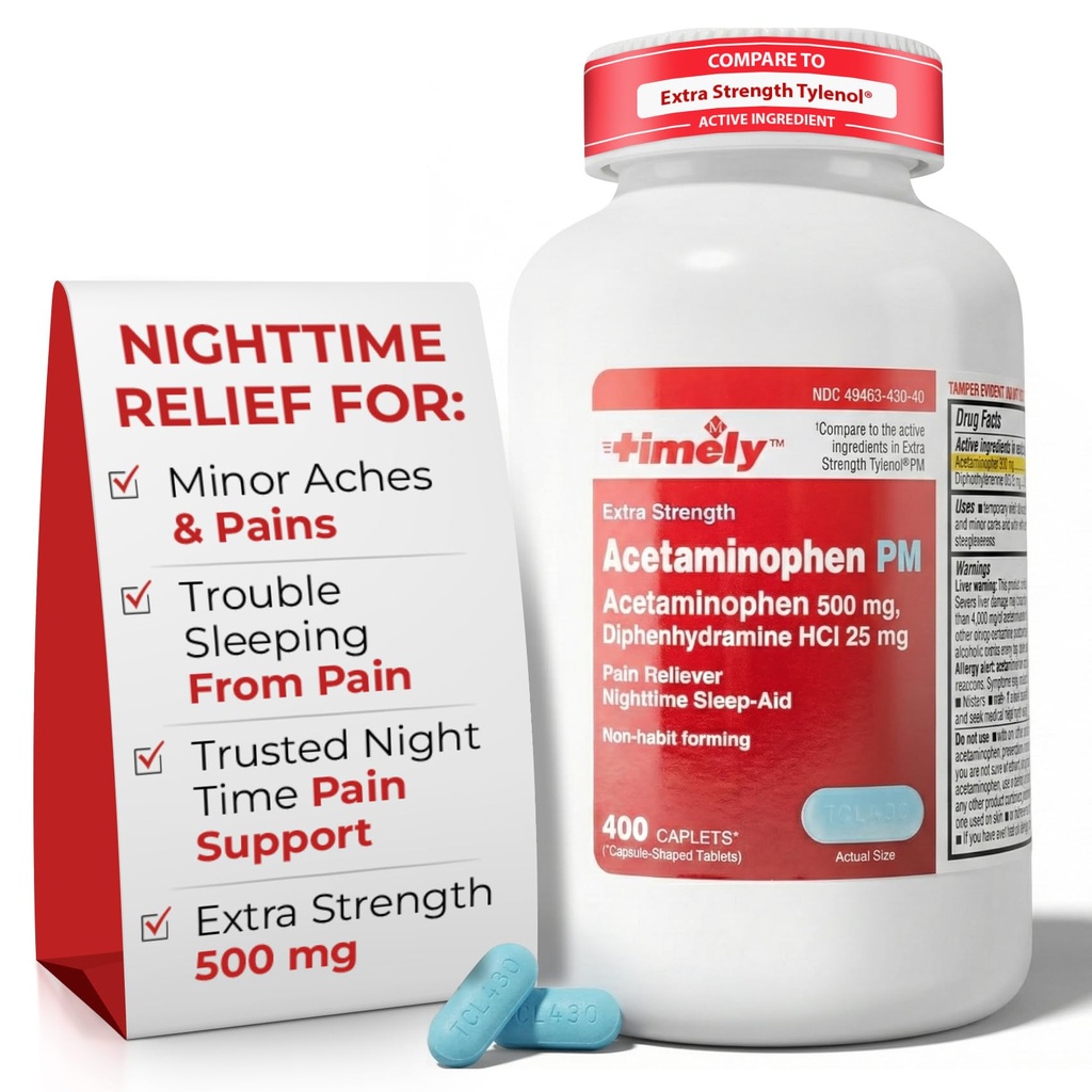 (原始内容存档于2018-09-29). Time -CAP LABS, INC. 及时的Acetaminophen PM - 额外力量 PM - 400 计数 - 与 Tylenol PM 额外力量比较 - 痛苦救济 PM 做一个晚安 - 美国制造