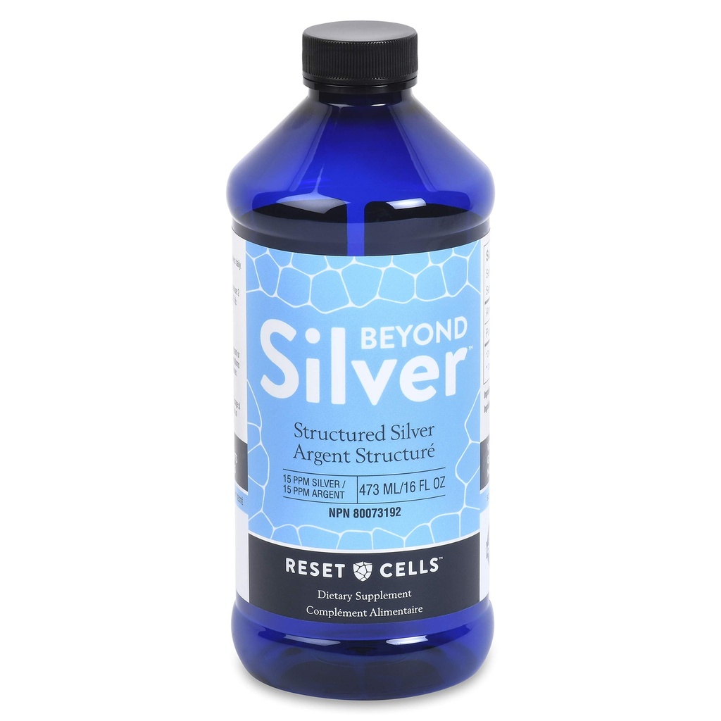 超过银结构的银溶液 - 15ppm - 16oz - 纯圆状银溶液供免疫支持 - Alkaline银水辅助剂