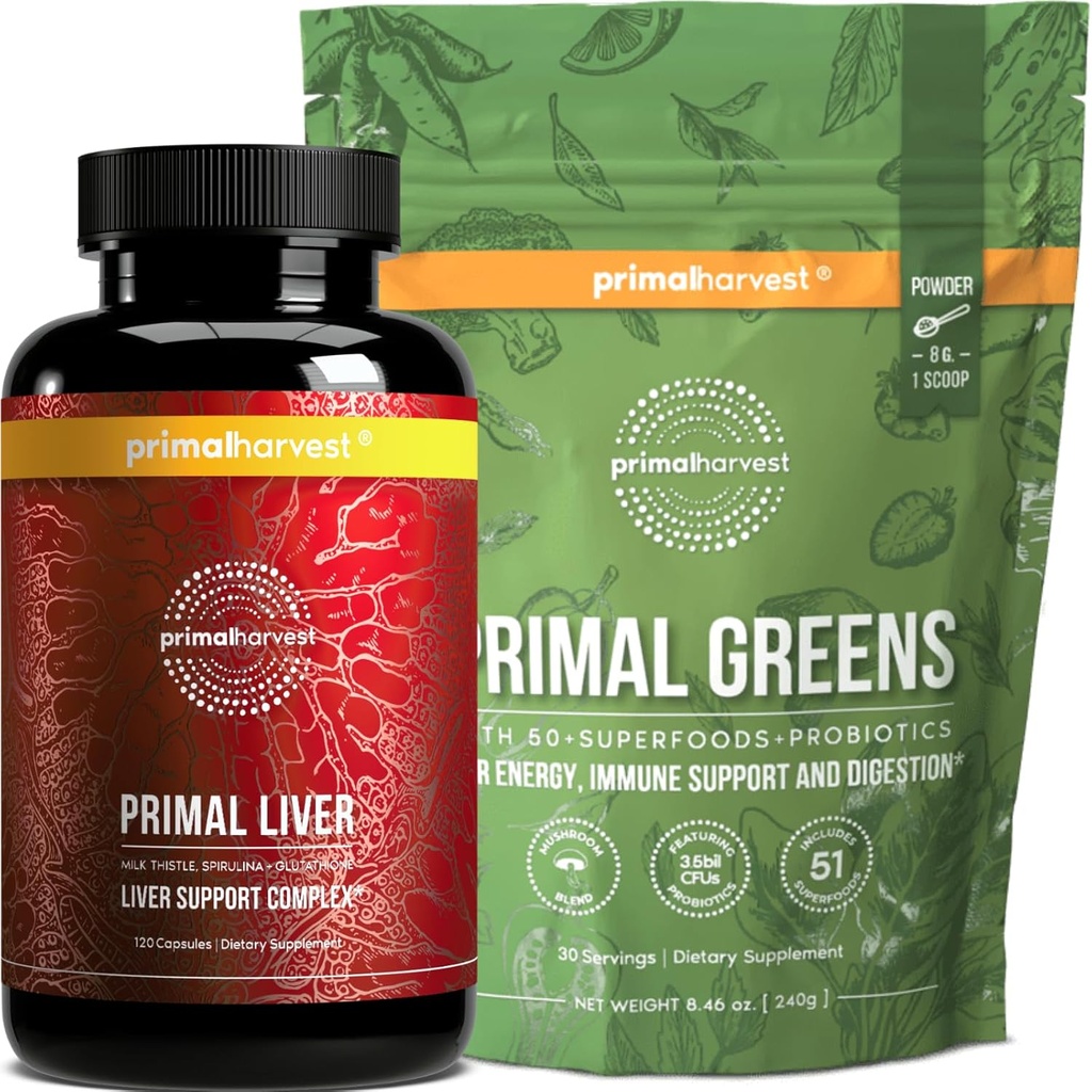 Primal Harvest Liver & Greens 男女粉末补充剂,捆绑