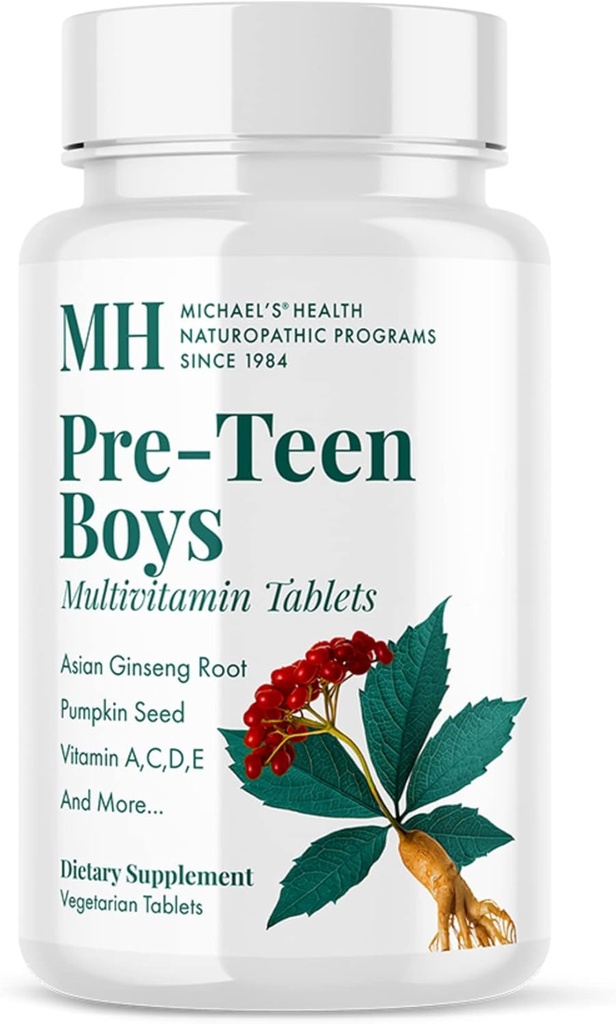 MICHAEL健康 Natropathic 方案 青春前男孩日报 多维塔明 - 60个植物药片 - 男性草药 - 科舍 - 60个服务