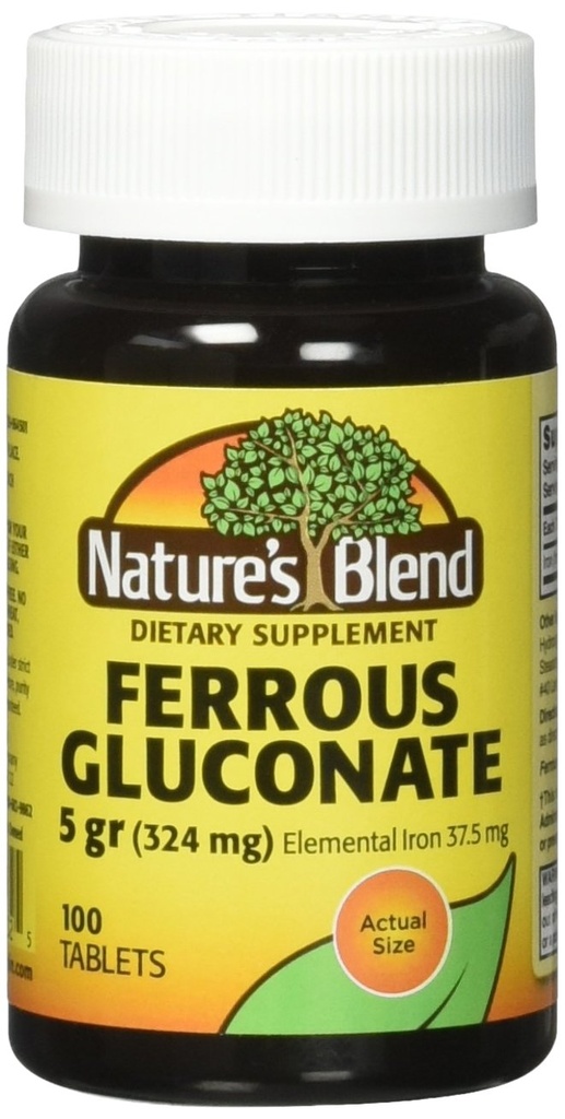 Nature's Blend Ferrous Gluconate 板块 324 mg, 100 count (Pack of 2)  mg s s s