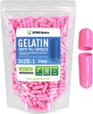 XPRS Nutra 大小 1 空盖章 - 500 个空盖章 - Pill DIY 盖章 填充 - Do- It- Yourself 补充品纯 Bovine Pill Gel 盖章 (Pink)