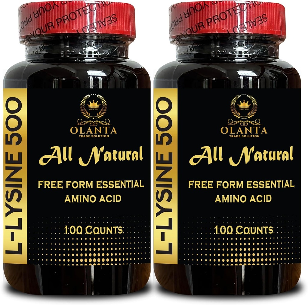 L-LYSINE 氨基酸补充剂 - L赖氨酸补充剂 促进能源,靴子豁免,凝血支持,氨基酸,非GMO,Gluten Free - 2瓶200计数