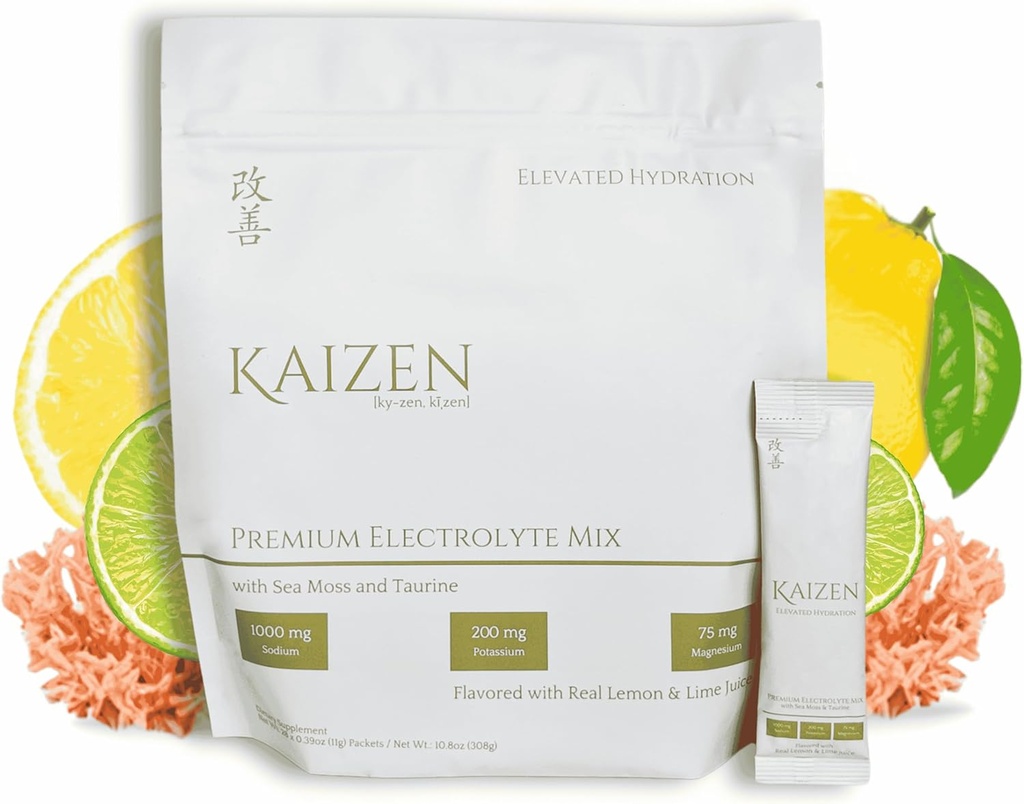 Kaizen Hydrition - Premium 整体水利饮料 - 能源,焦点,健康 - 有机电解混合爱尔兰海摩斯,陶林,蒙果提取 - 刷新柠檬莱姆Flavor - 8.88 oz