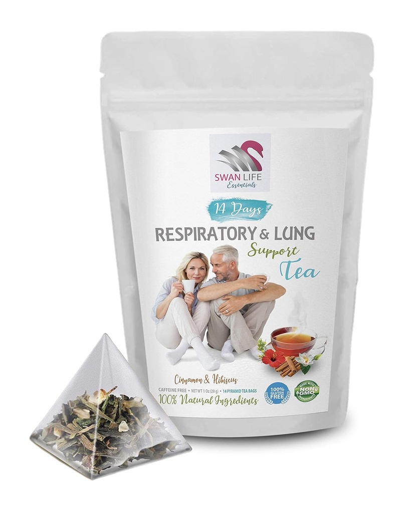 呼吸维他命 -- -- 恢复和LUNG支持TeA 14天,配有肉桂、Hibiscus、沼泽根、Astragalus、Peppermint、Eucalyptus茶叶