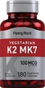 Piping Rock K2 MK7 维生素补充 | 100 mcg | 180 蔬菜 Capsules | 女子和男子 | 非GMO, Gluten Free