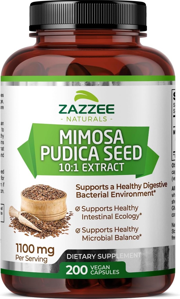 Zazzee Mimosa Pudica种子 10:1 提取物,200 Vegan Capsules, 1100 毫克,3 + 月供应物,10:1 提取物,非GMO和全自然