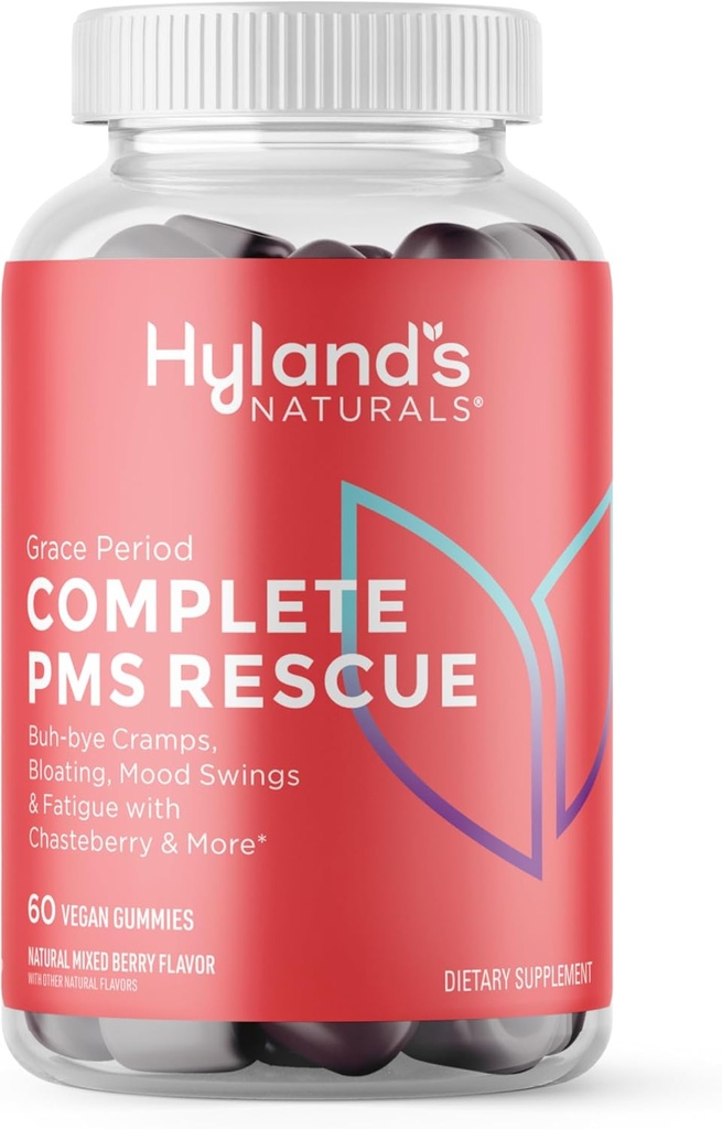 Hyland's Grace Project PMS Rescue, 60 Vegan Gummys with Chasteberry and Dong Quai for Monstrual Support and B6 and B12 for Red Blood Cell Franch (红血球) 维肯·格米斯(英语:Hyland's Grace Profile PMS Rescuement),60 维冈·格米斯(英语:Chasteberry and Dong Quai for Monstrual Support)和东奎(英语:B6 and B12 for B6 and B12 for Red Blood Cell formation (英语) 维冈·格米斯(英语: )