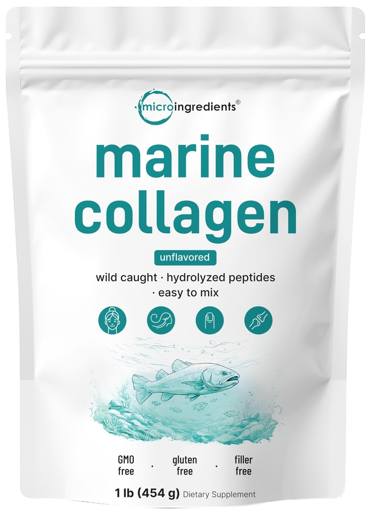微成份 海洋Collagen Peptides Powder, 1 lb → i型海洋Collagen + 天然蛋白 → 野生-捕鱼源 → 支持毛发,皮肤和联合健康 →  Pe Pescatarian,非GMO