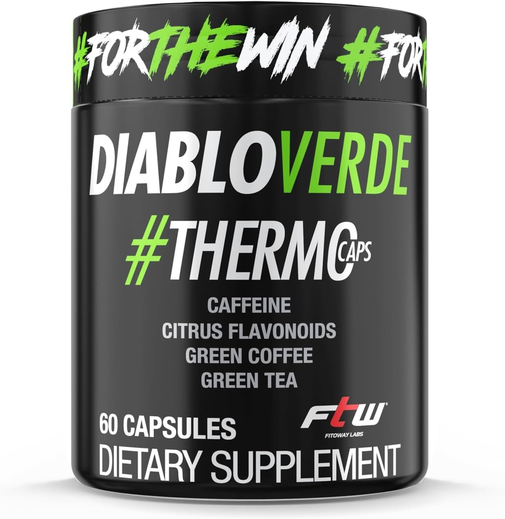 Diablo Verde Thermo Caps - 395mg Cafeine, Citrus, Green Coffee, Green Tea - 60 Capsules, 60 services (英语).