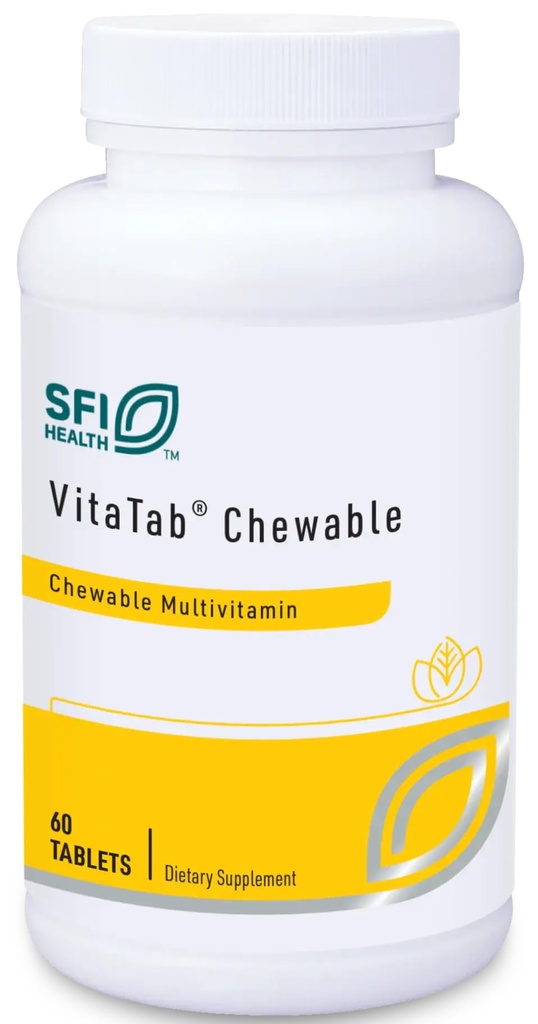 Klaire Labs SFI 健康 VitaTab Chewable - 儿童与成年人的24种重要营养剂的多维他明,天然樱桃-橙色火焰,无人工颜色,火焰或防腐剂(60片)