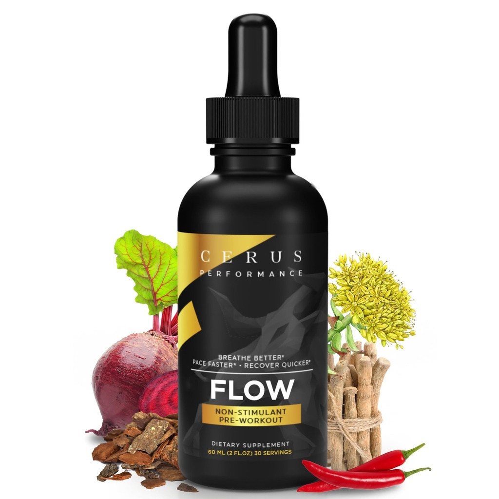 Cerus 性能流畅 无兴奋剂耐力 预选赛 – Boosts Stamina, 支持心脏健康与天然草药, Vegan-Friendly - 2 Fl Oz