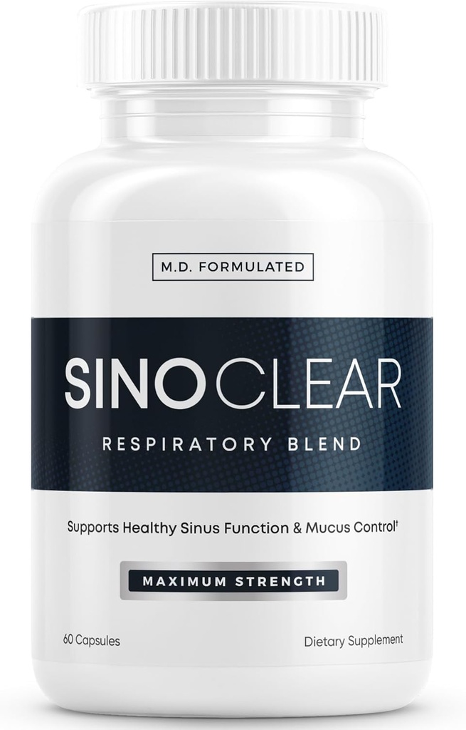 SinoClear Lung Detox & Sinus 减压补充剂(60 Caps): 清洁和天然鼻脱脂剂,Sinus Relief, & Lung Cleanse Blend - NAC, Androphis, & Thyme Leaf - GMO-Free & Made in USA (英语).