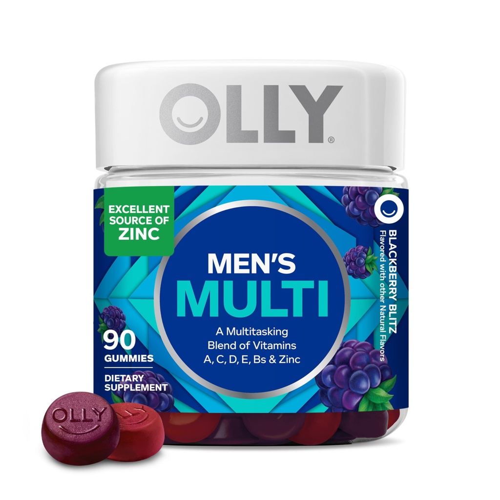 OLLY 男人的多维他命Gummy,维生素A,C,D,E,B,锌,黑莓火焰,45天供应 - 90计