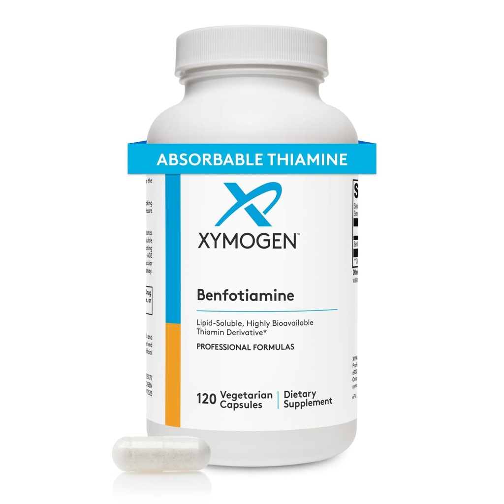 XYMOGEN Benfotiamine 300mg - 高度生物可用Thiamine B1 辅助衍生物,用于支持Metabolic,Nerve + Vascular Health (120 Capsules)