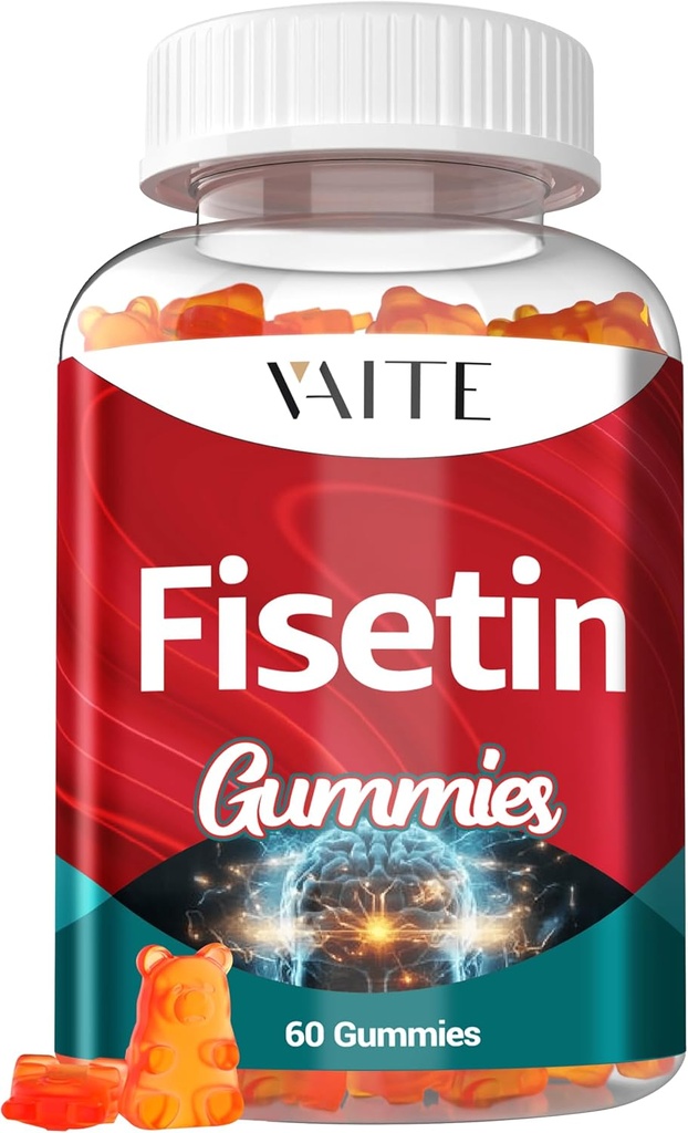 Fisetin Supplements 500mg - Gummy Supplements, 细胞健康支持的强抗氧化剂混合剂 - Vegan & Non-GMO 配有 Flavonoids & Plant 提取器的公式, 增强认知功能, 60 Gummys