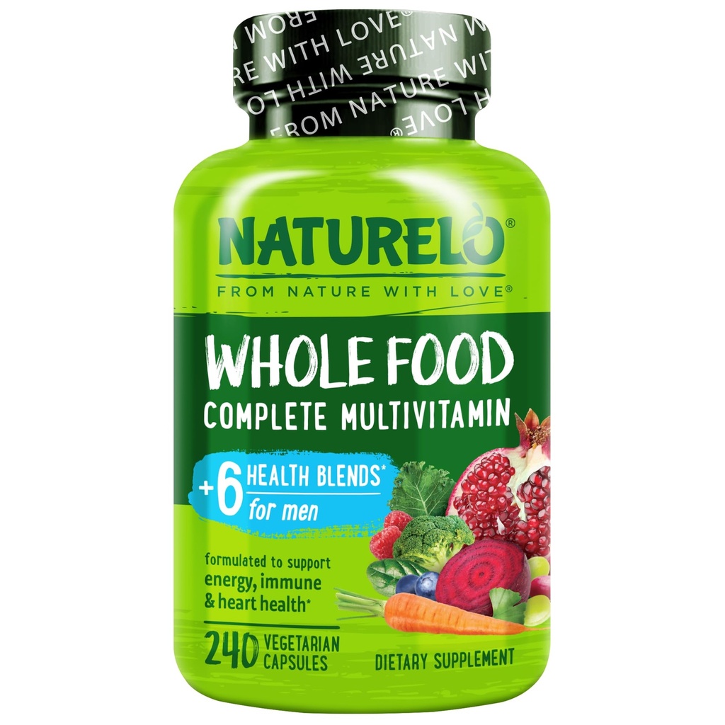 NATURELO MENS 多维塔明 -- -- 有维生素、矿物的男子的全食多维塔明 -- -- 240个植物盖用于能源、大脑、心脏、眼部健康*