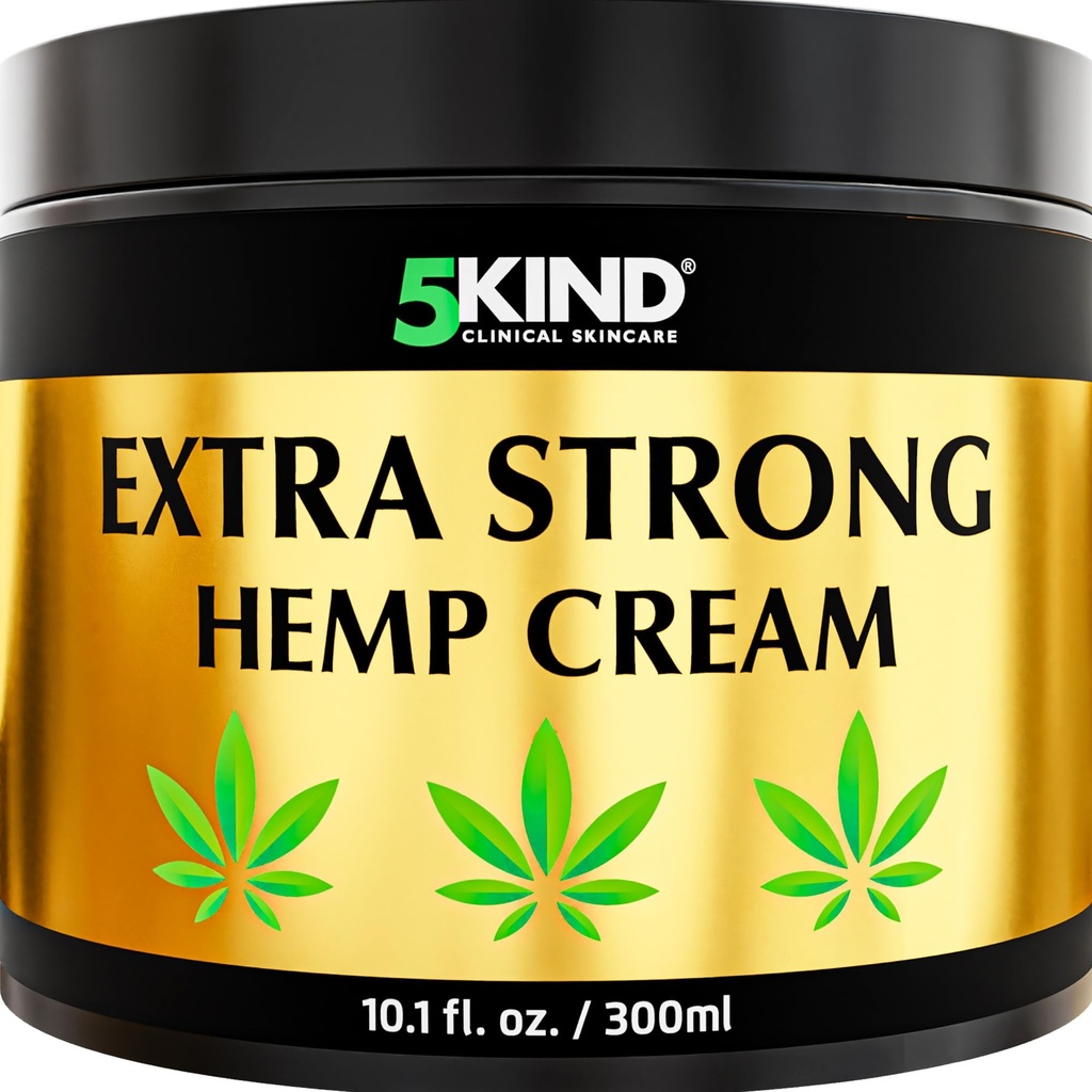 5kind Extra strong Hemp Cream 10.1 fl oz - 最大强度 - 天然松散救济联合奶油 - 下背、联合、颈部、膝盖和肩部的肌肉Rub