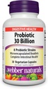 Webber Naturals Probiotics, 高概率, 30亿CFU, 男女和成年人, 稳架(不需要冷藏), 8 Probiotic Strains, 30 蔬菜卡普尔, 用于消化健康