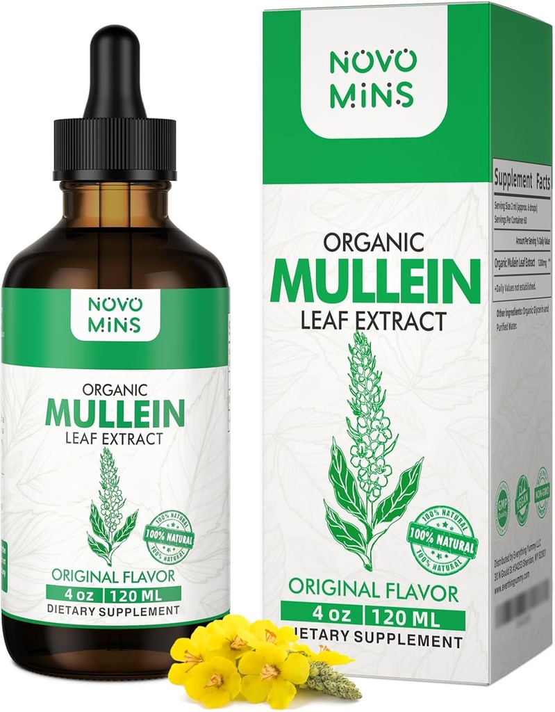 Mullein Leaf Tincure - Lung cleanse - Vegan Lung Detox - 呼吸卫生与免疫支持滴 - 天然补充液体提取4 f.oz. 氯phy