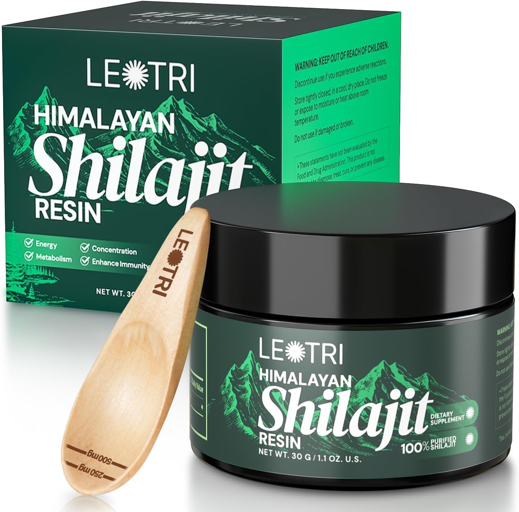 Shilajit纯喜马拉雅有机物Shilajit Resin:具有85+痕量矿物的真富尔维酸-金品级 西伯利亚天然希拉吉特能源免疫支持补充剂,1.1 OZ