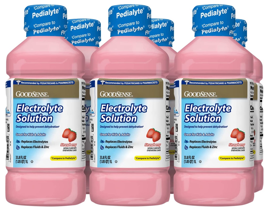 GoodSense Srawberry 电解液,取代电解液,流体和锌,儿童与成年人,33.8 Fluid Ounces(6包)