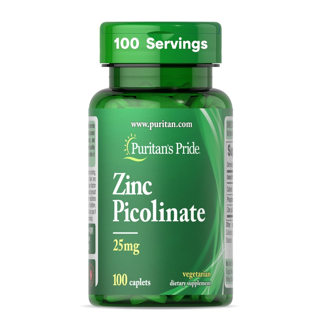 纯洁的 Pride Zinc Picolinate Zinc 25mg 配有钙和磷酸盐, 植物营养补充剂 免疫系统, 能量代谢,细胞分裂和生长支持, 100 卡普