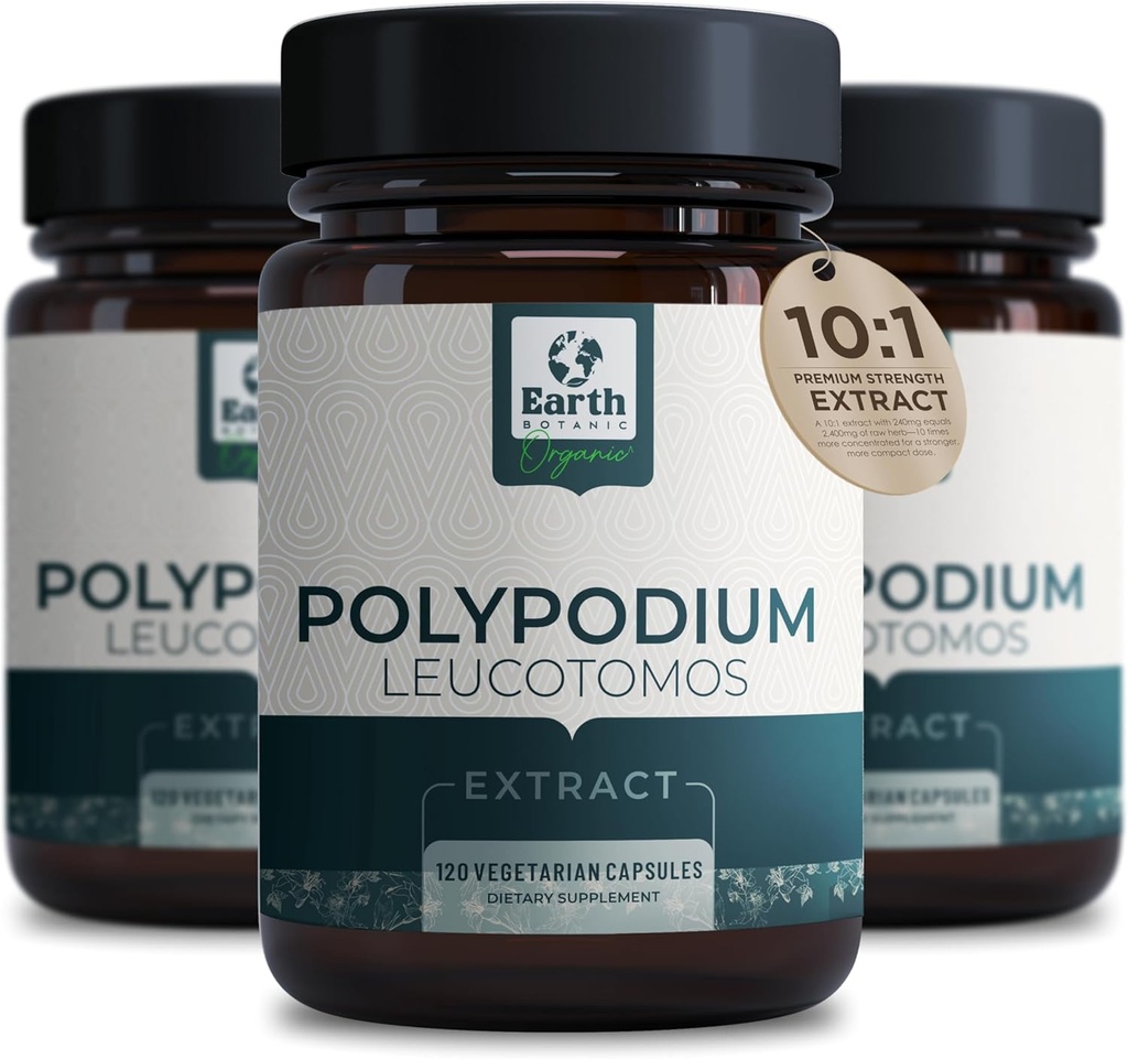 Leucotomos polypodium 提取 10:1, 240 mg,120 Veg Capsules - 支持自然健康皮肤护理 - 抗氧化剂 - 自然皮肤 - 蔬菜,非转基因生物4个月供应