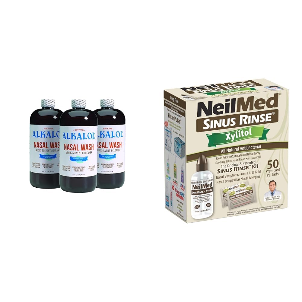 阿尔卡洛尔鼻水洗3包, NeilMed Sinus Rinse Kit 配有X醇- 天然缓解鼻水吞噬,溶解穆克斯,抗菌药