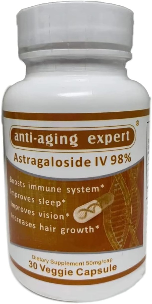 微量化 Astragaloside IV 98% 50mg, Telomere 补充剂- Astragalus 根提取剂, 支持免疫系统和抗氧化剂支持, 30 Vgen Capsules