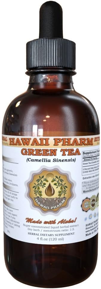 夏威夷药用绿色茶液提取,绿色茶叶(Camellia Sinensis) 叶粉丁香补品2 oz