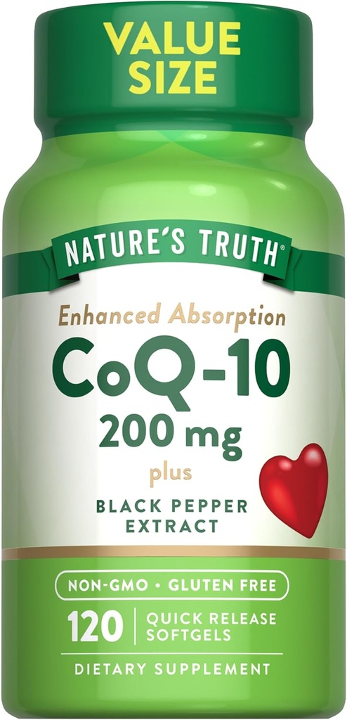 Nature's Truth CoQ10 200mg → 120 Softgels → 高吸收性 → Non-GMO & Gluten Free Coenzyme Supplement → 与 Black Pepper screw → 黑胡椒 → 黑胡椒 → 黑胡椒 → 白胡椒 → 白胡椒 → 白胡椒 → 白胡椒 → 白胡椒 → 白胡椒 → 白胡椒 → 白胡椒 → 白胡椒 → 白胡椒 → 白胡椒 → 黑胡椒 → 黑胡椒 白胡椒 → 黑胡椒 → 白胡椒 白胡椒 → 白胡椒 + 黑胡椒 + 黑胡椒 : 黑胡椒 :