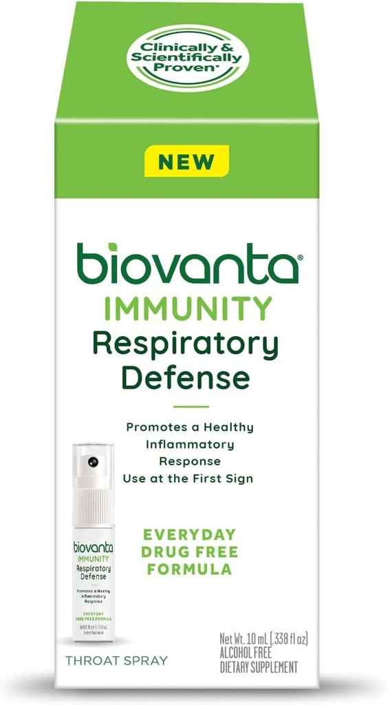 Biovanta 豁免喉管喷洒、10毫升、天然免疫支持和Soothing Sore喉管救济、呼吸防御、支持口腔健康的预生