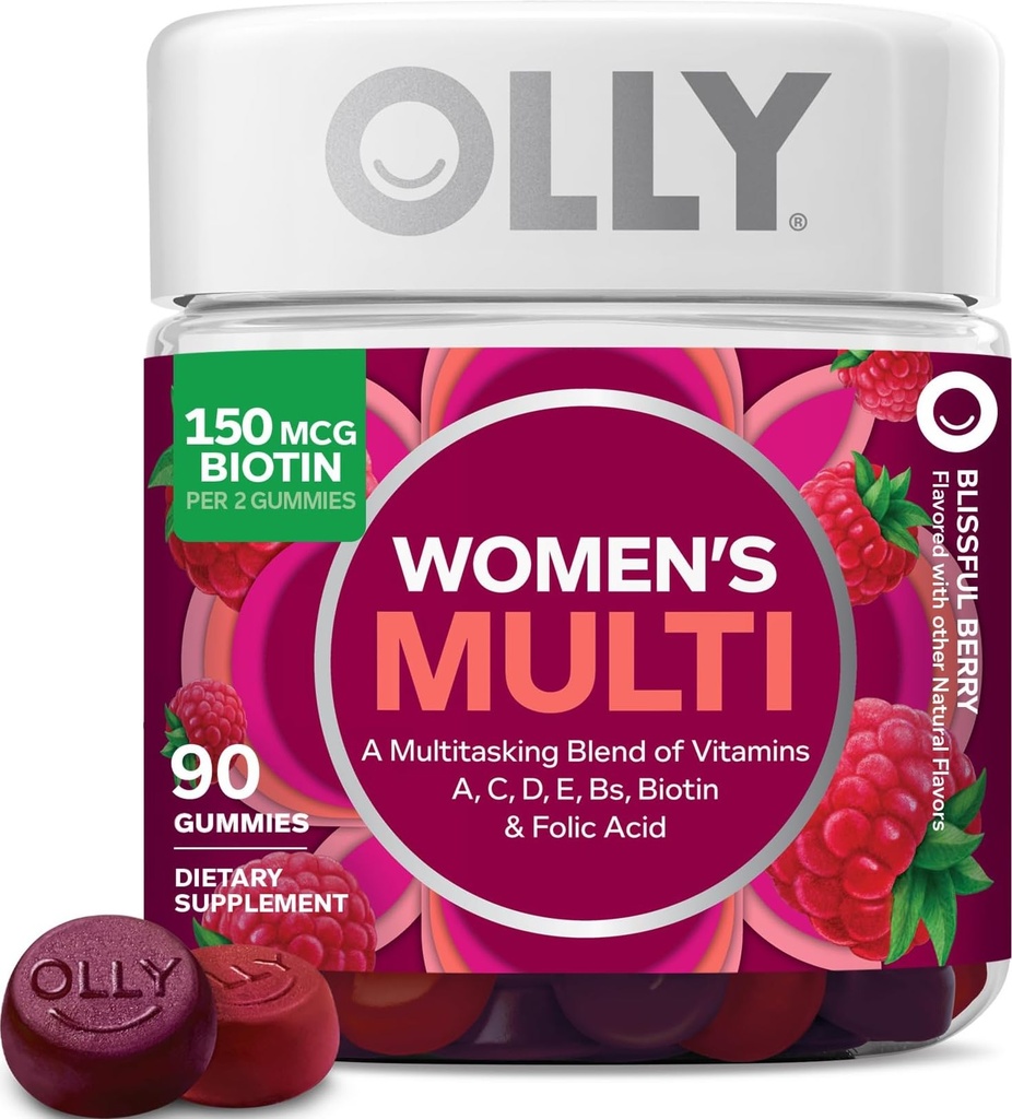 OLLY 女性多维他命Gummy,维生素A,D,C,E,Biotin,Folic Acid,成人可嚼维他命,Berry Flavor,45日供应 - 90计