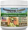 Probiotics for Dogs - Digestive Health, Gut Flora, Bowel Support, Immune System Support - Soft Chews Supplement for Dogs 120 ct, Made in USA