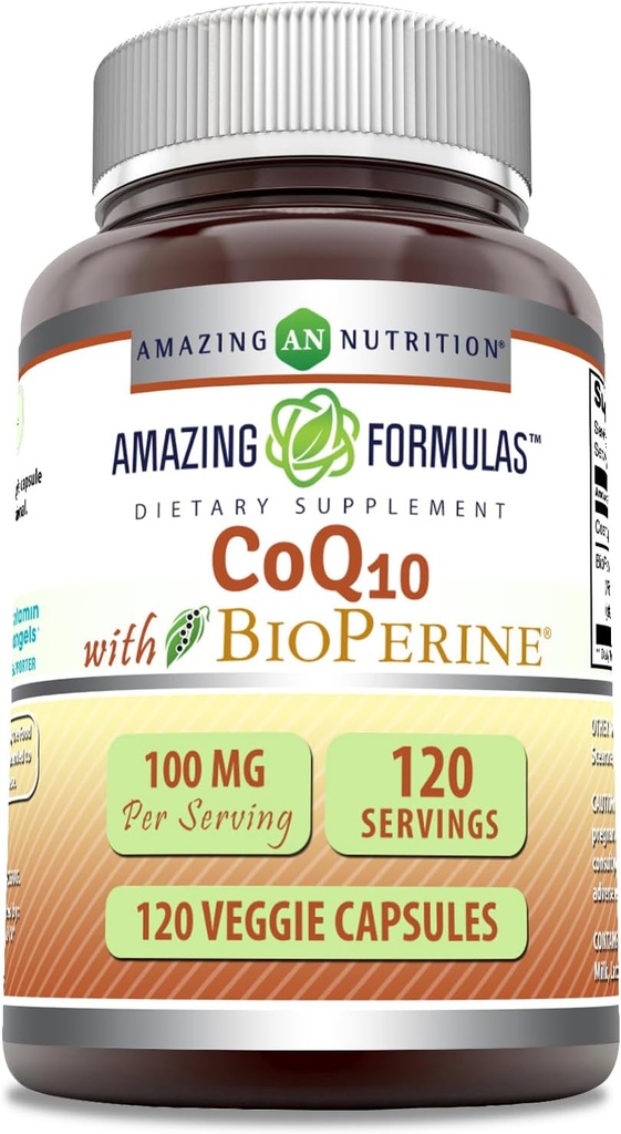 配有BioPerine 100 Mg QQ Vegetarian Capsules Supplement QQN-GMO Gluten-Free QQ 在美国制造 (1 Pack QQ 120 Counter)的神奇公式 CoQ10 配有: BioPerine 100 Mg QQ Vegetarian Capsules Supplement QQN-GMO Gluten-Free QQQQ 配有: