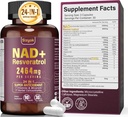 NAD 补充 1100mg 纯有机物, Liposomal NAD Resveratrol 补充 女性和男性,促进 NAD+ 养老防御,细胞能量,焦点 - 超抗氧化剂, 90 Capsules