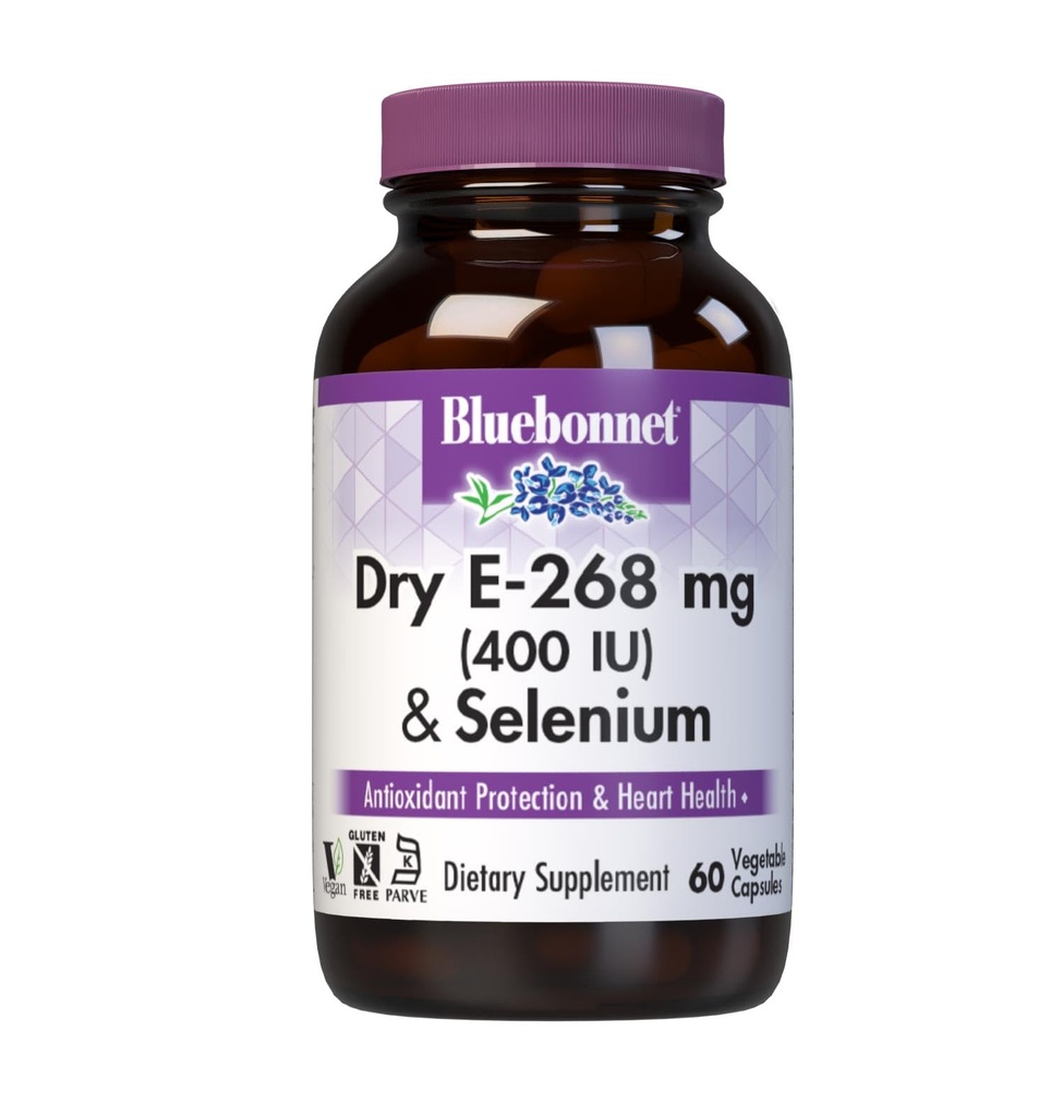 BlueBonnet 干燥 E-400 IU + 硒化物 Capsules, 60 Counter
