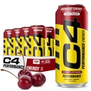 C4 能量碳化 零糖能量饮料 预工饮料 + Beta Alanine 午夜樱桃 16 Fl Oz(12包)