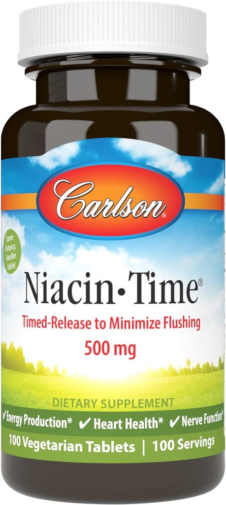 Carlson Niacin-Time 500毫克,维生素B-3,时间释放,100片