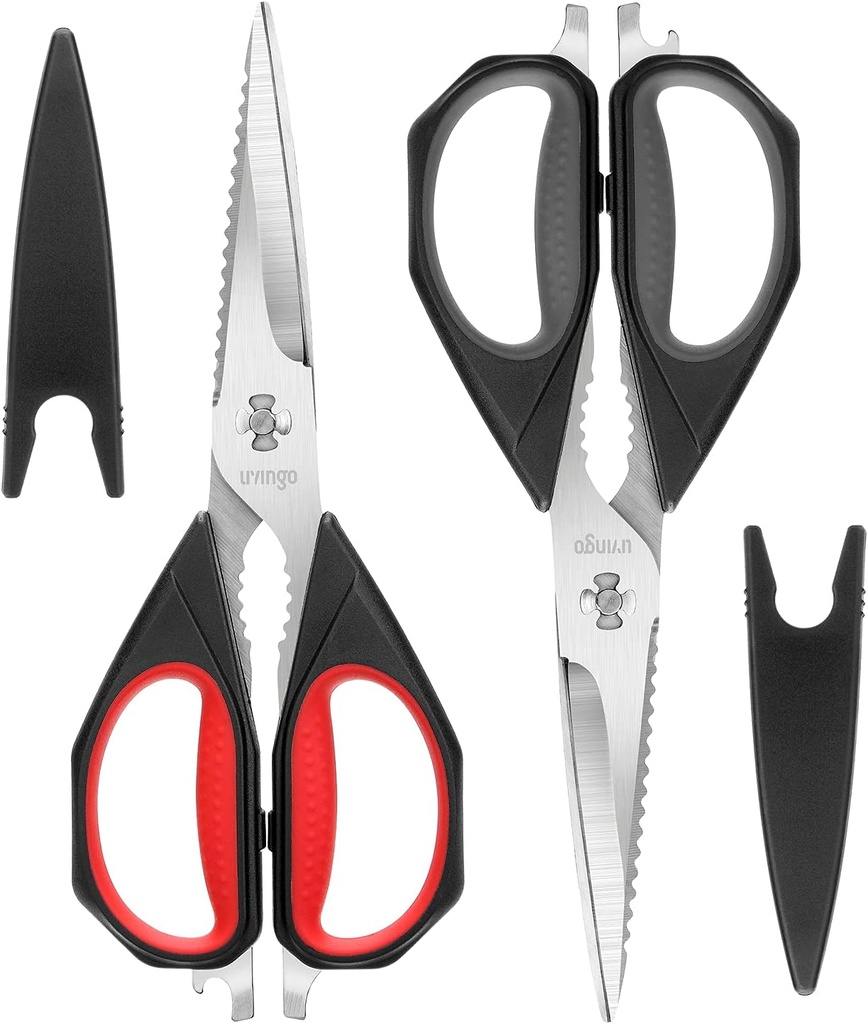 LIVINGO 厨房剪刀,2 Pack 9.25" 各种用途的电器 家禽剪刀 重税 洗碗 安全, 来 夏普 无污钢 烹饪食品剪刀 切肉 鸡肉 蔬菜 鱼